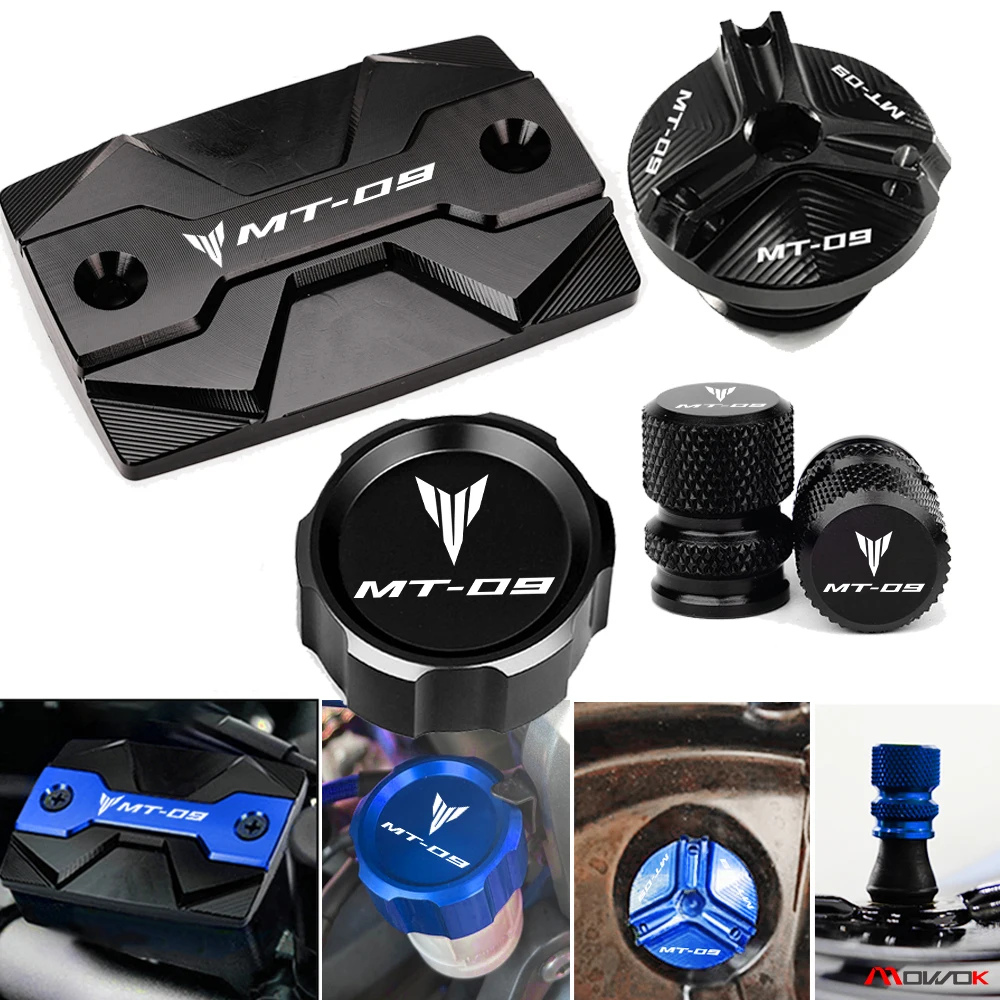 For Yamaha MT09 MT-09 FZ09 2015-2019 2020 Motorcycle Parts CNC Oil Filler Cap Front and Rear Brake Fluid Tank Cap Reservoir Caps