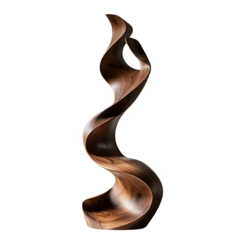 Dark brown wood grain rotating wave ornament entrance countertop, light luxury soft decoration with texture
