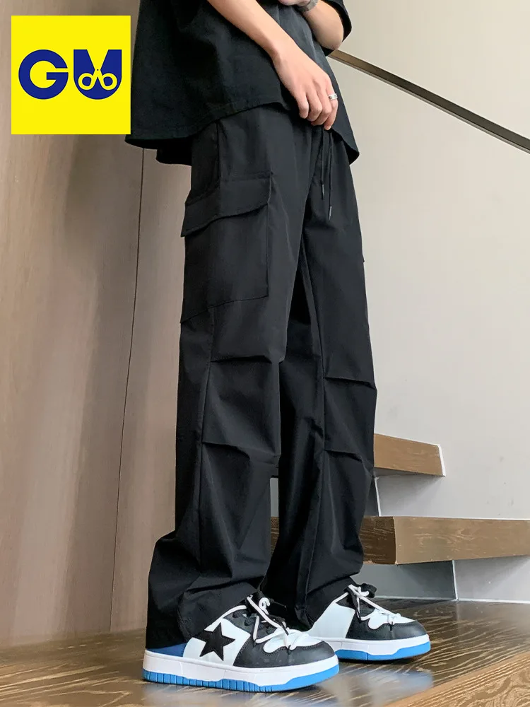 

Summer Thin Casual Work Pants Men's Loose Straight Leg Trousers High Street Trendy Brand Paratrooper Utili Pants