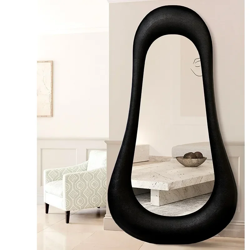 Fluffy Sponge Full Body Floor Standing Full Length Mirror for Home Bedroom Cream Style Fitting Mirror Wall Hanging Decor