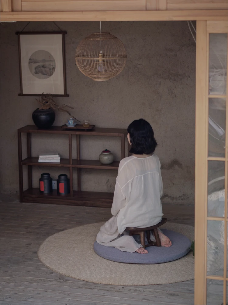 Zen meditation bench with mortise and tenon, black walnut wood, solid wood, meditation yoga, kneeling and bowing stool