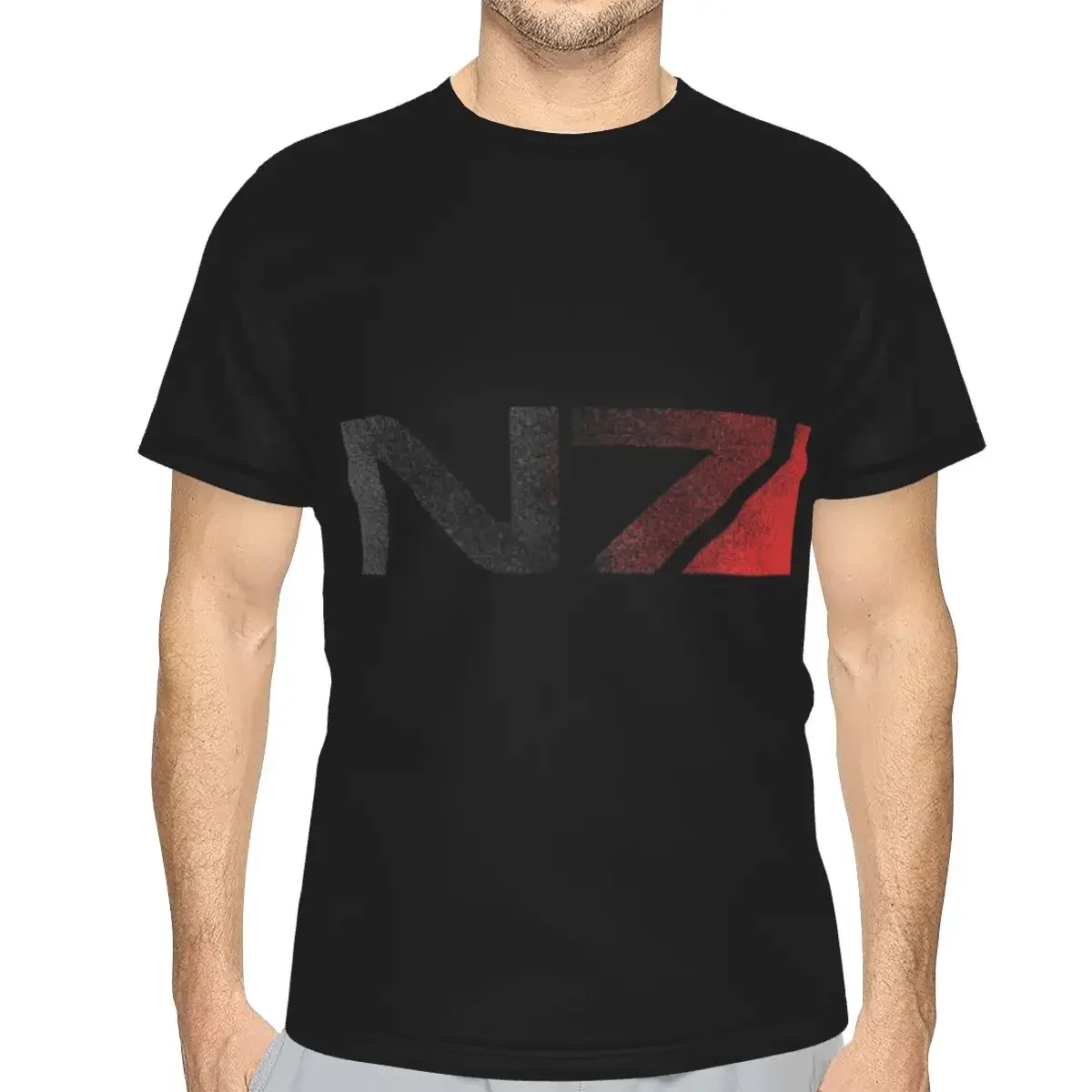 polyester Mass Effect N7 Distressed Logo T-Shirt Men's Fashion T Shirt Men Round Neck Summer Shirts Tops