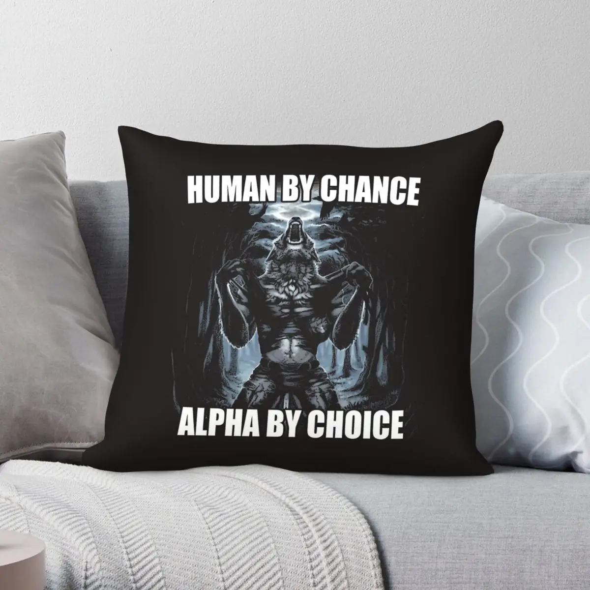 Human By Chance Alpha By Choice Square Pillowcase Polyester Linen Velvet Printed Zip Decorative Home Cushion Case