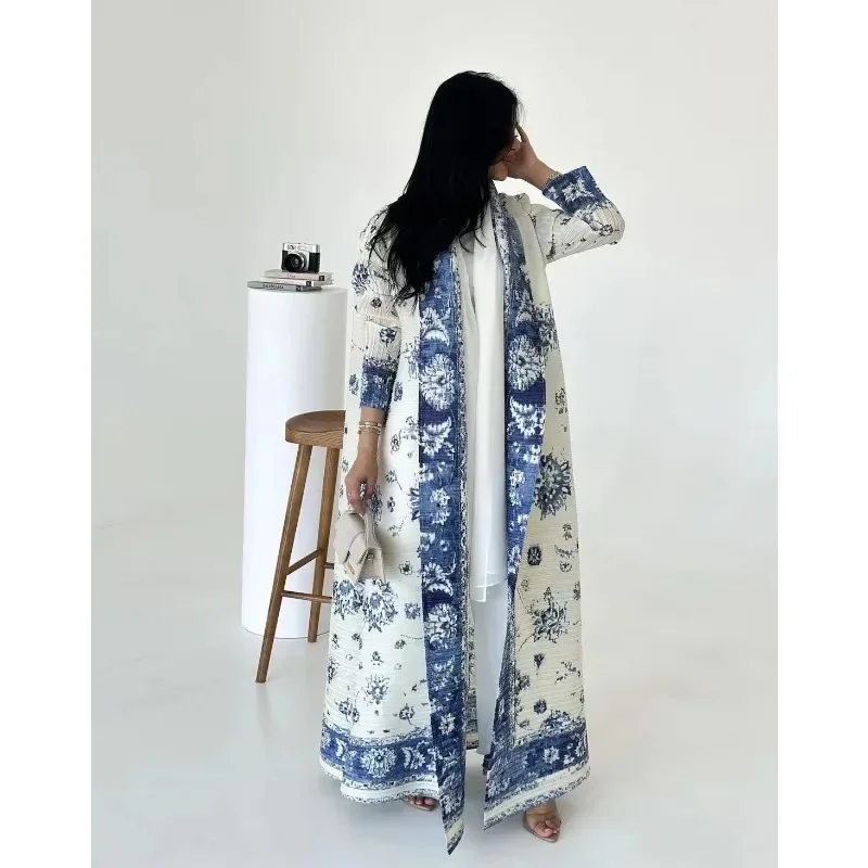 KAF Women Fashion Abaya Vintage Printed Cardigan Design Loose Large Size Elegant Female Luxury Robe Spring Autumn Model 25