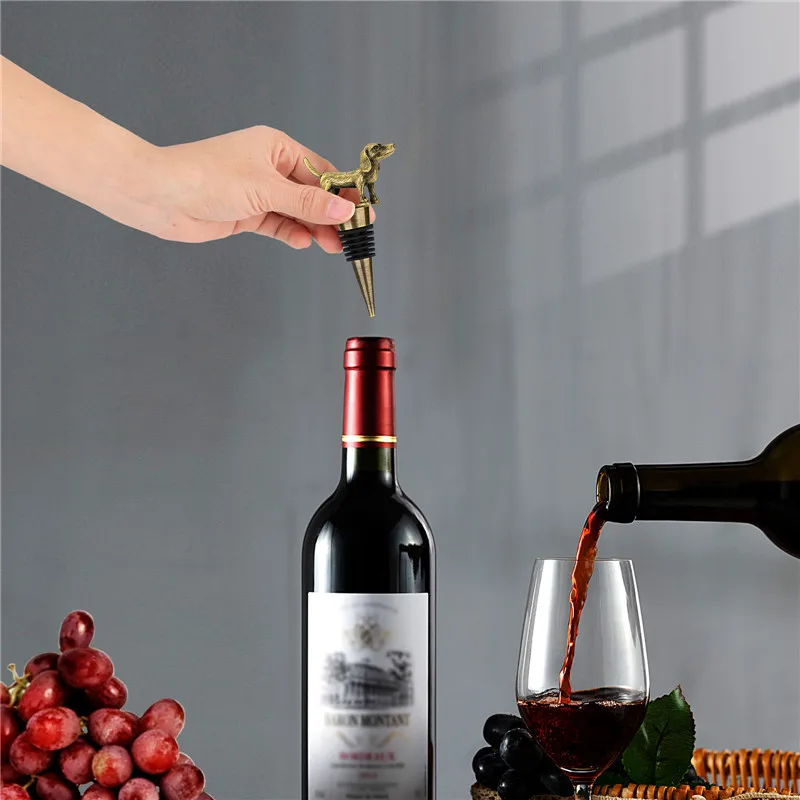 Portable Dachshund Wine Stopper Animal Sausage Dog Pet Shape Bottle Stoppers for Home Party Barware Wedding Accessory Gift