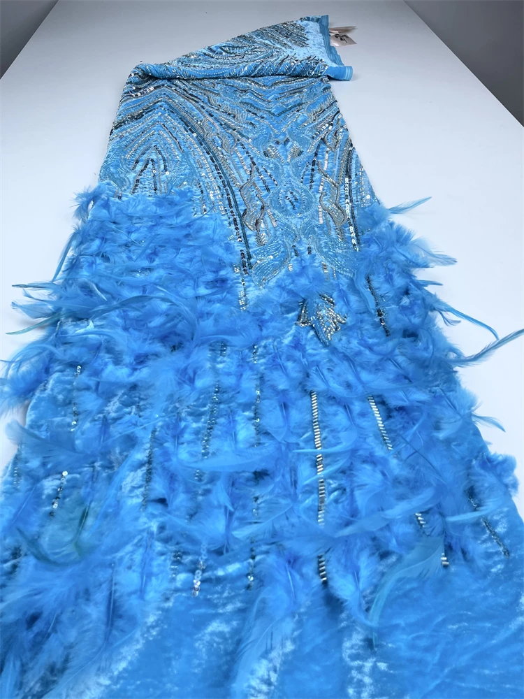 Latest Nigerian Feather Lace Fabric With Sequins 2025 High Quality Lace African Lace Fabric For Wedding Dress French Net Lace