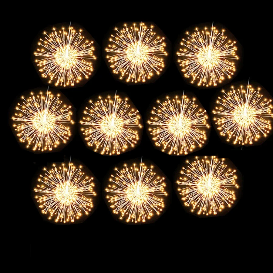 

1PC 5/10 Pack Plug in Starburst Sphere Lights Waterproof Connectable Firework Light Outdoor Copper Wire Christmas Fairy Light