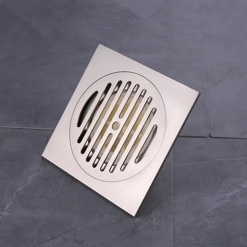 15×15cm Square Brass Stripe Floor Drain, Super Large Drainage Anti-Odor Bathroom Hardware Accessories