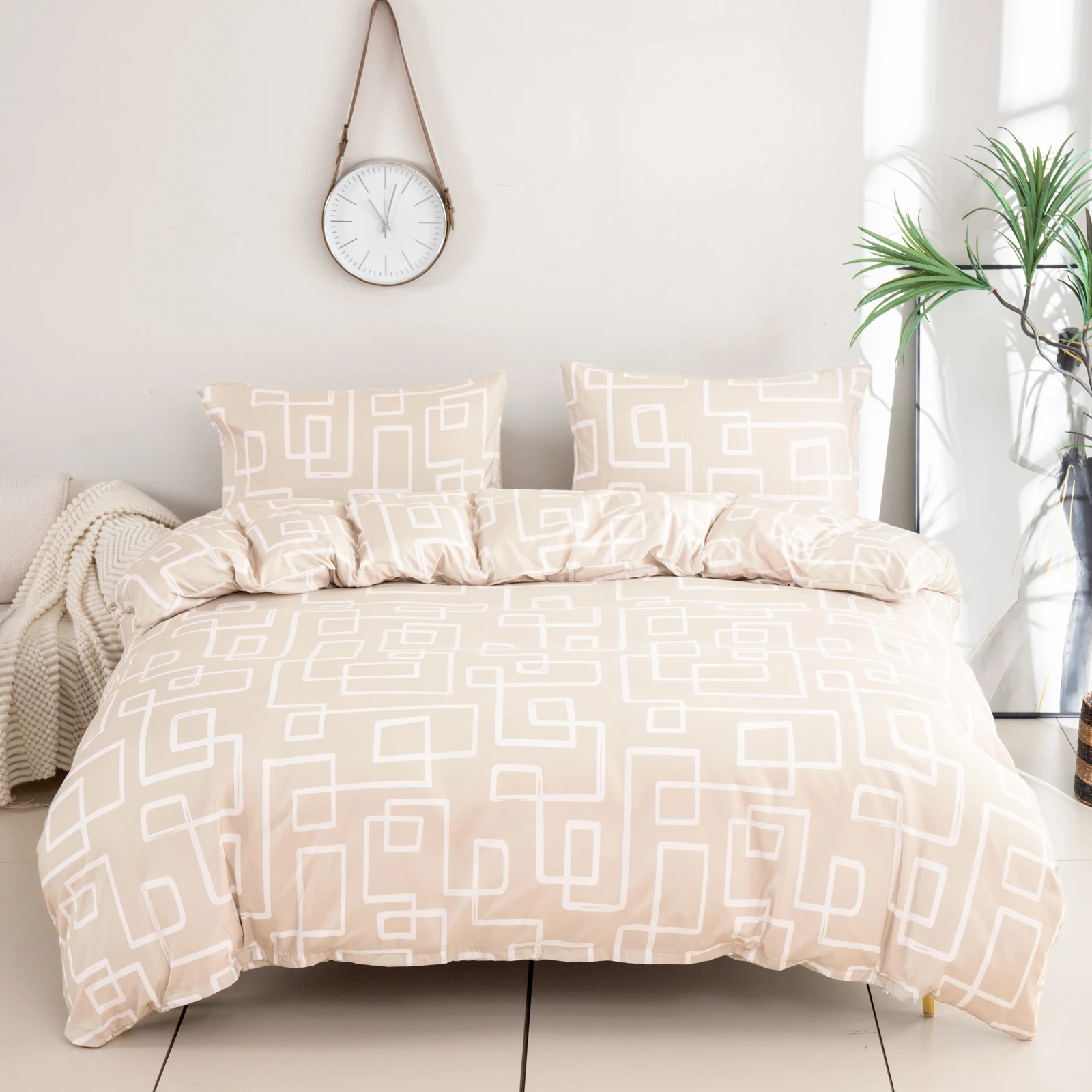 Striped Pattern Bedspread 3-Piece Set, Ultra-Soft, Comfortable and Breathable Bedding Duvet Set, Suitable for Bedrooms and Guest