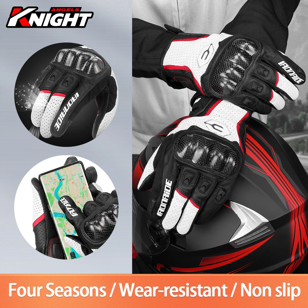 

Motorcycle Gloves Leather Motorbike Touch Screen Glove Motocross Full Finger Protective Gloves Moto Non-slip Riding Gloves M-2XL