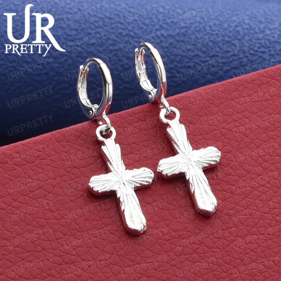 925 Sterling Silver Personalized Engraved Cross Earrings Women Fashion Gift Party Engagement Wedding Charm Jewelry