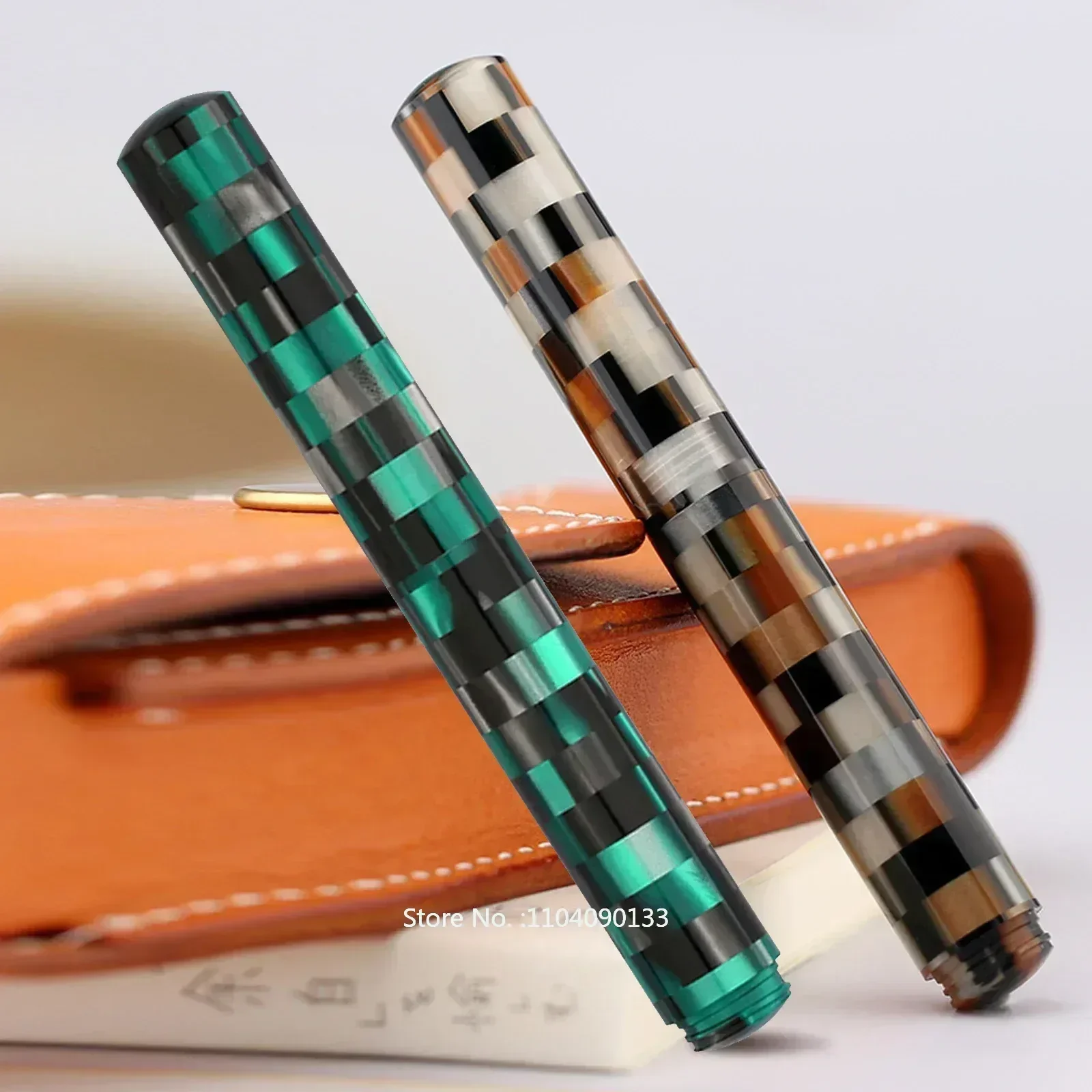

Hot Hot MAJOHN N7 Resin Fountain Pen Checkerboard Style With 0.5MM NO.6 German SCHMIDT F Nib Writing Ink Pen Stationery Office S