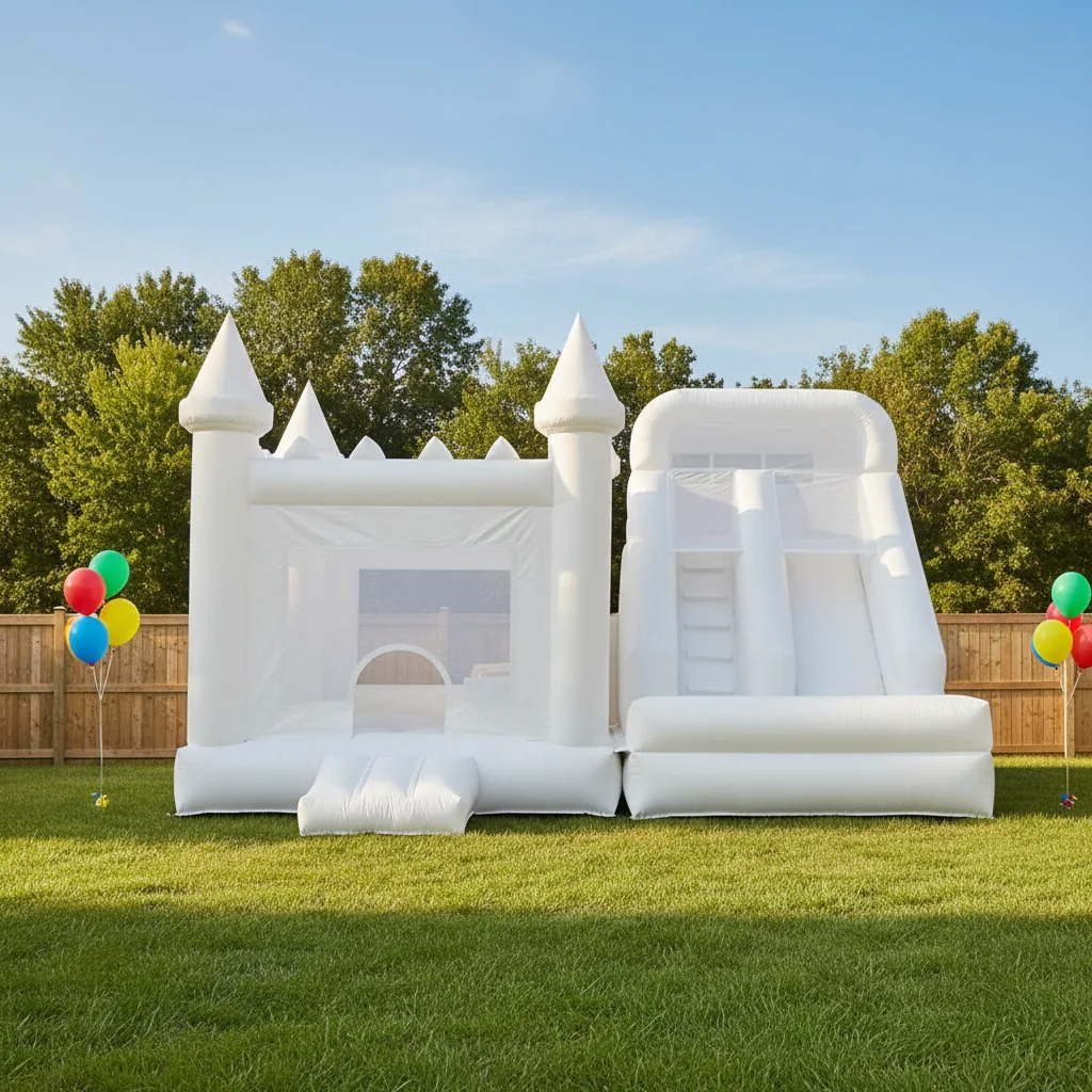 Commercial PVC Inflatable Bounce House With Slide and Ball Pit Commercial White Bouncy Jumping Castle