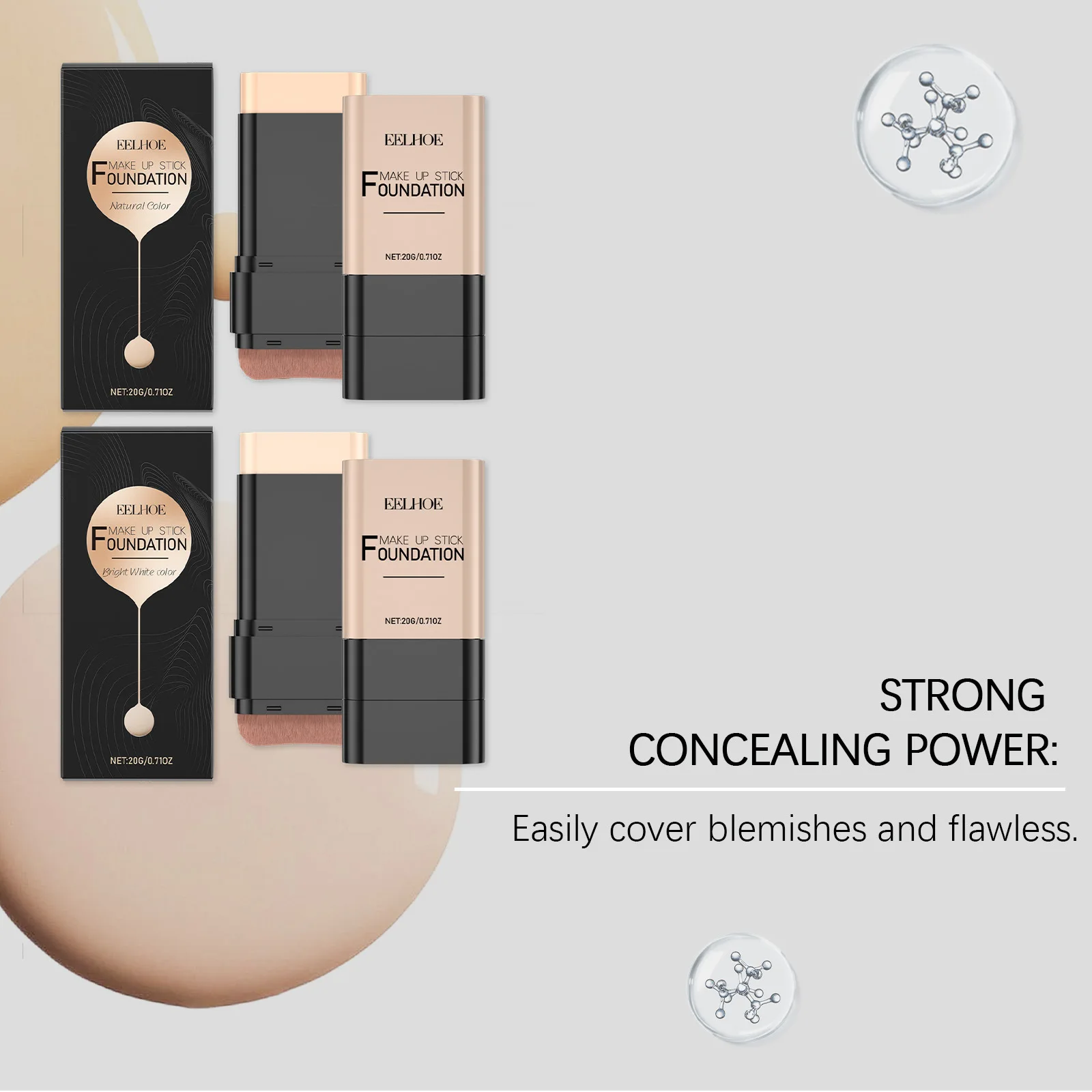 Eelhoe Foundation Makeup Stick Series Deeply Hydrating Long Lasting Wear Full Coverage Waterproof Base Cosmetic Foundation Stick