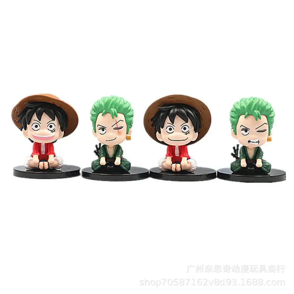 Figura de Anime de una pieza, Monkey D Luffy, Roronoa Zoro, juguetes Kawaii Q, decoración de coche, modelo de PVC, regalo, adornos para el hogar, 7cm