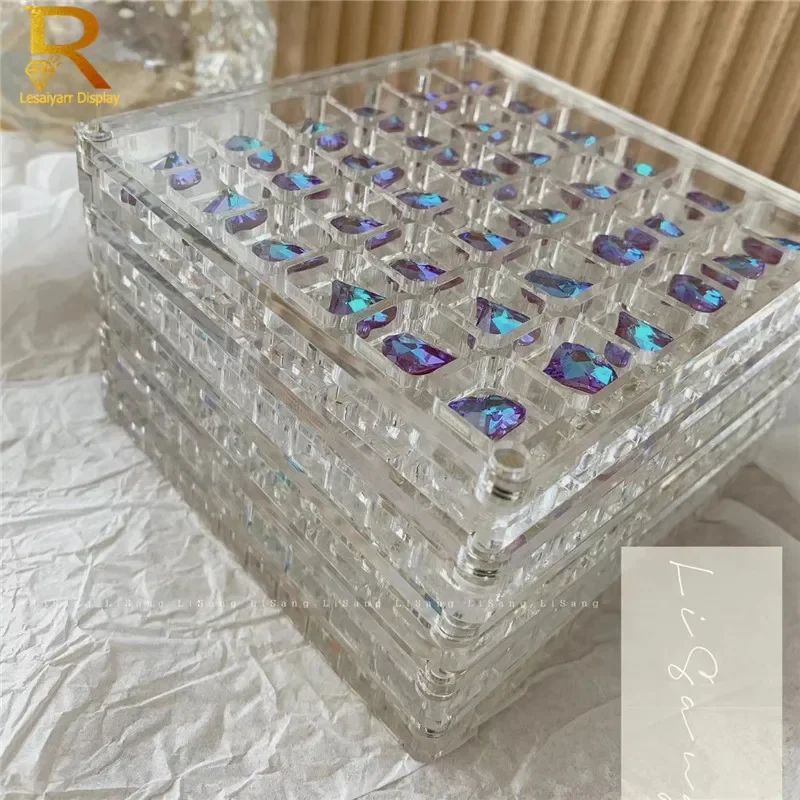 36/64/100Grids Acrylic Nail Art Rhinestones Storage Box Square/Round Grids Nail Charms Jewelry Decoration Oraganizar Quality Box