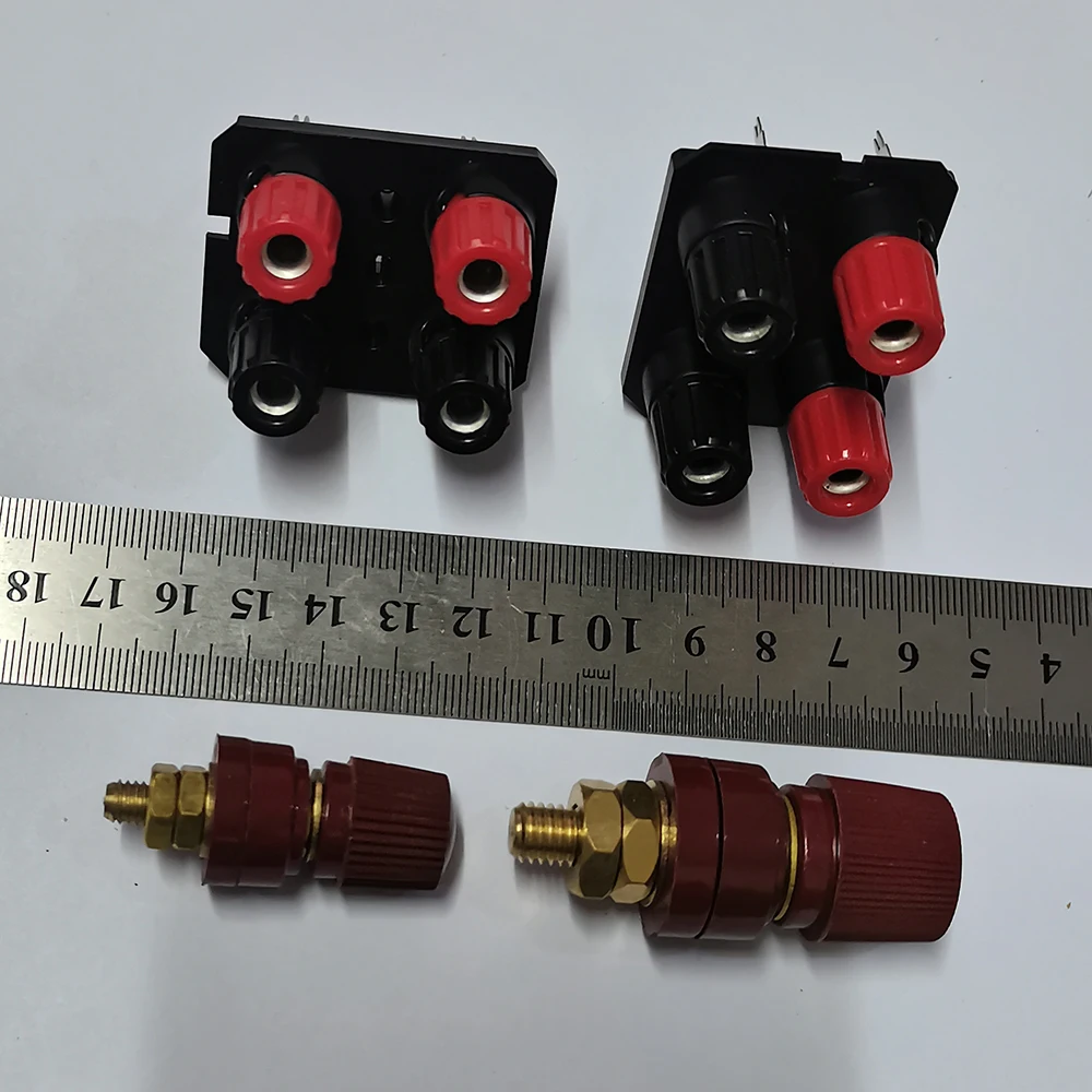 1 Stück 4-polige PCB-Montage-Binderbuchse & M6 M8 Hochstrom-Anschlussstange Rot Schwarz für Audioverstärker Lithiumbatterie Wechselrichter – Detail 2