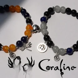 Handmade Coraline and wybie button bracelets friendship Gift