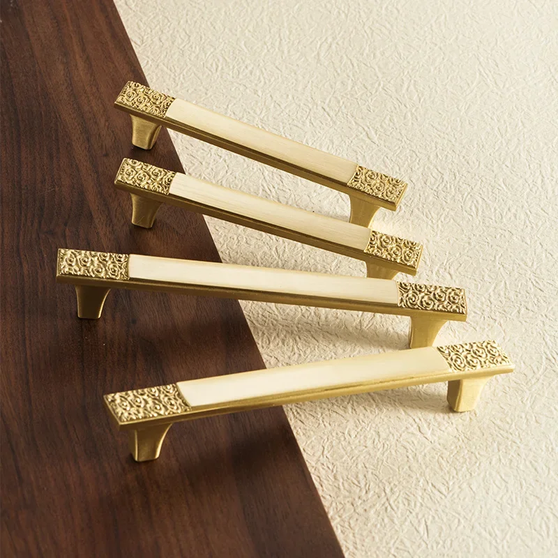 yesSolid Brass Cloud‑Pattern Cabinet Pull Handle Copper Knob Shoe Cupboard Wardrobe Drawer Household Furniture Hardware