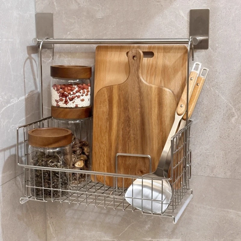 Stainless Steel Hanging Basket  Rustproof Over Sink Dish Rack Stackable Wall Mounted  Kitchen Bathroom Shelf Fruit Snack Storage