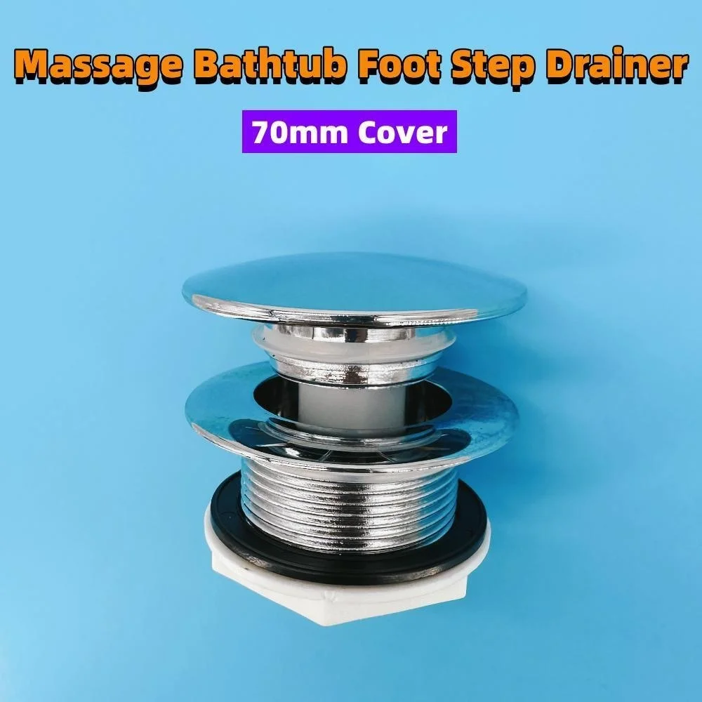 70mm Cover Massage Bathtub Bounce Drainer Brass/Zinc/Plastic Foot-operated Bathtub Drainer Bathroom Hot Tub Foot Step Drainage