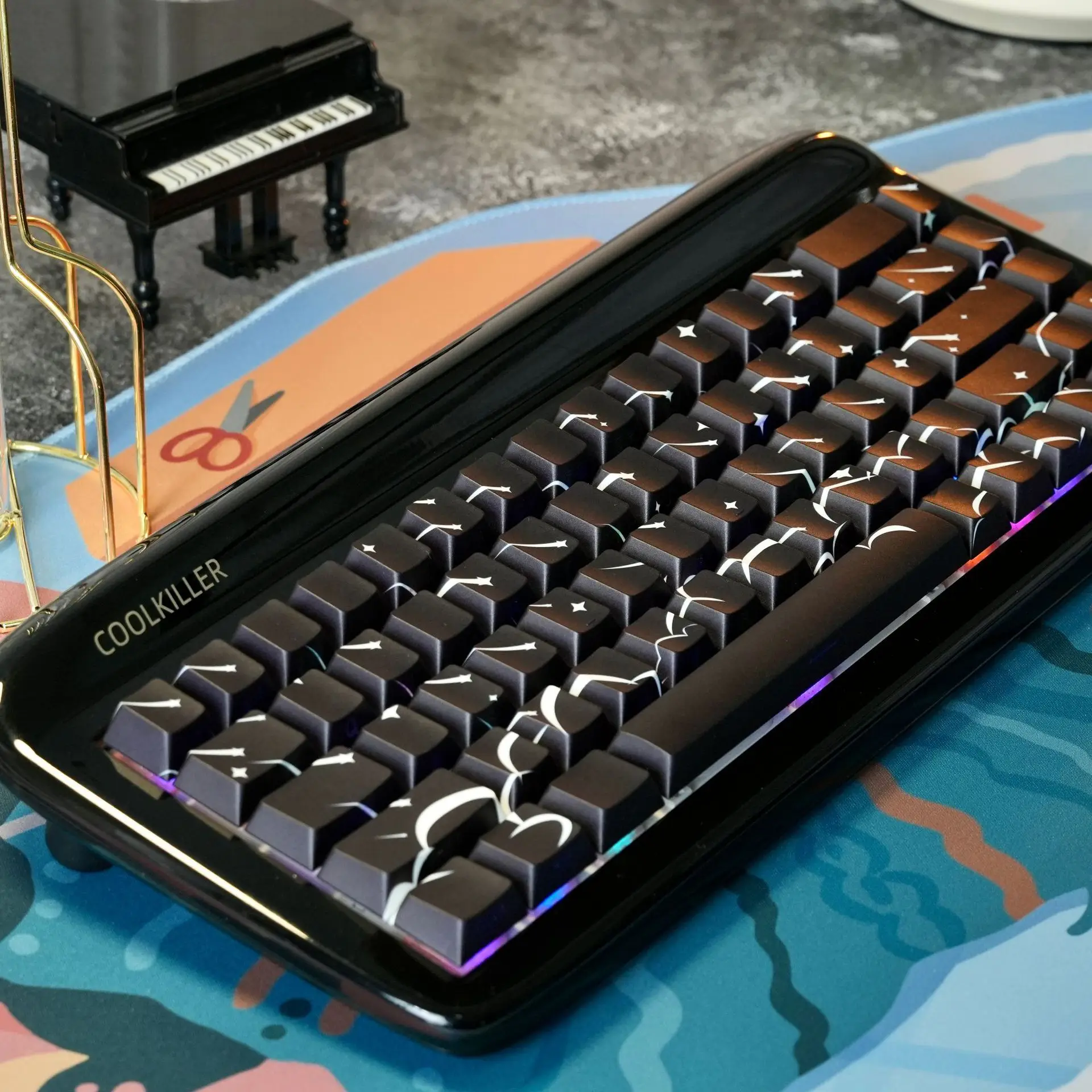 Meteor keycap side engraved light-transmitting PBT adaptation cap cross-border explosion wholesale