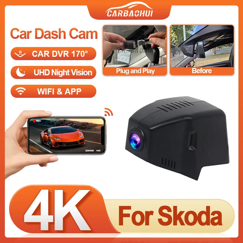 Plug And Play HD 4K Dash Cam for Skoda Enyaq 2020 2021 2022 2023 2024 2025,for Skoda Elroq 2025 Car Dvr Video Recorder,Dashcam
