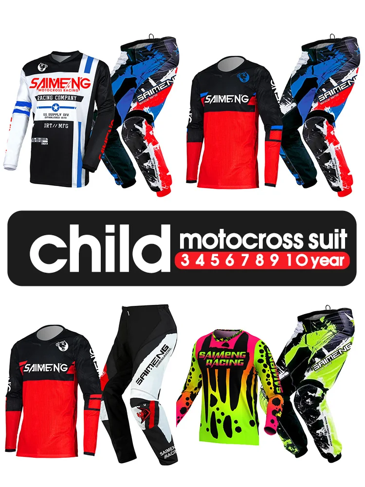 motocross gear set for kids racing suit child cross Jersey and Pant Enduro boy girl MX ATV MTB MOTO 3 4 5 6 7 8 9 10 11 years