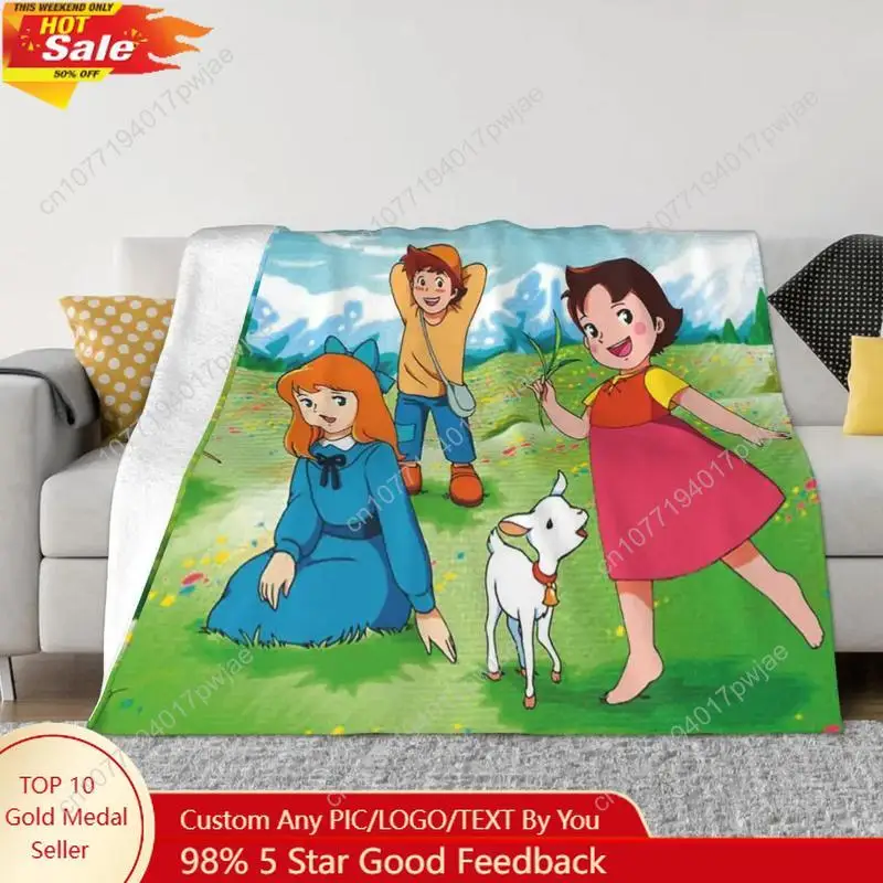 

Heidi Girl Of The Alps Anime Plaid Blanket Sofa Cover Flannel Printed Soft Throw Blankets for Bedding Couch Custom blankets