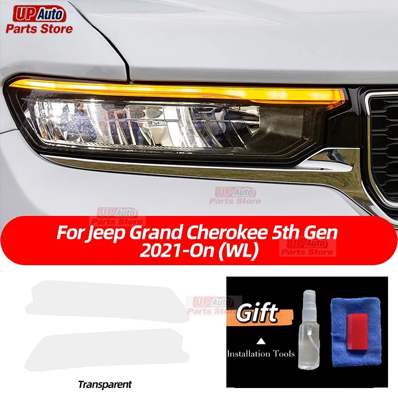 

2 Pcs Car Headlight Protective Film Transparent Black TPU Sticker For Jeep Grand Cherokee WL 2021 2022 2023 Accessories