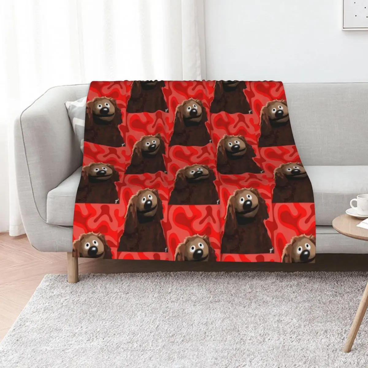 Rowlf The Dog painting portrait (version 1/3 - Red background) Throw Blanket Bed covers Soft Beds Picnic warm winter Blankets
