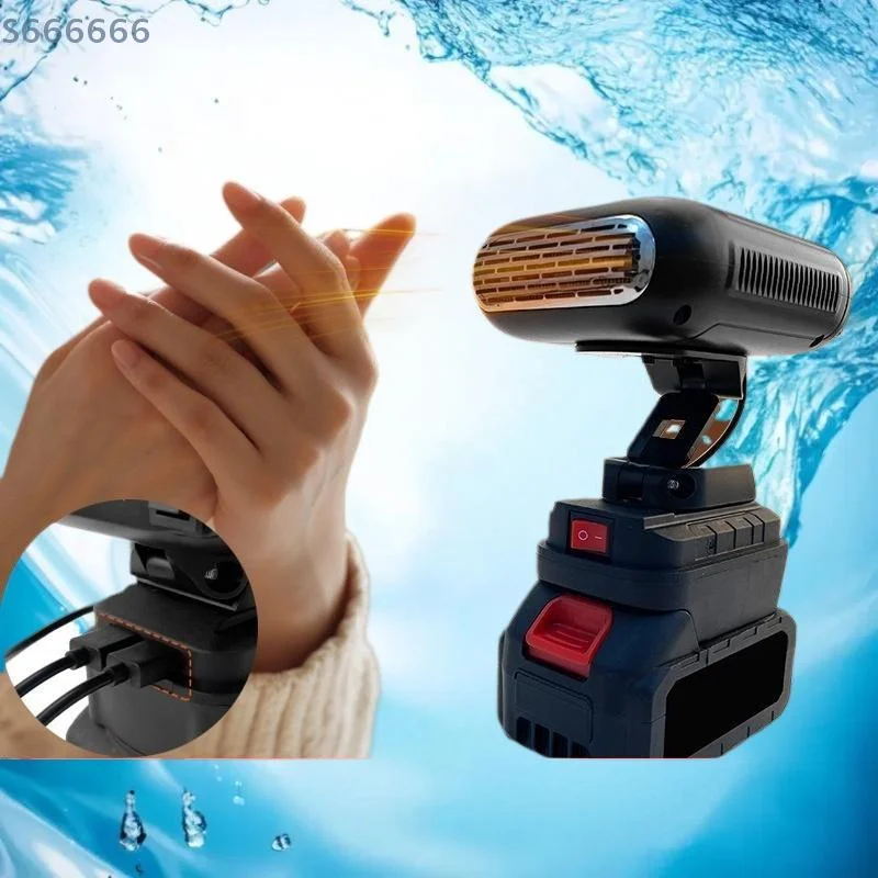 

1Pc 21V Li-ion Battery Operated Car Heater/Cooler, Provides Air Warming and Charging with 2 USB Ports