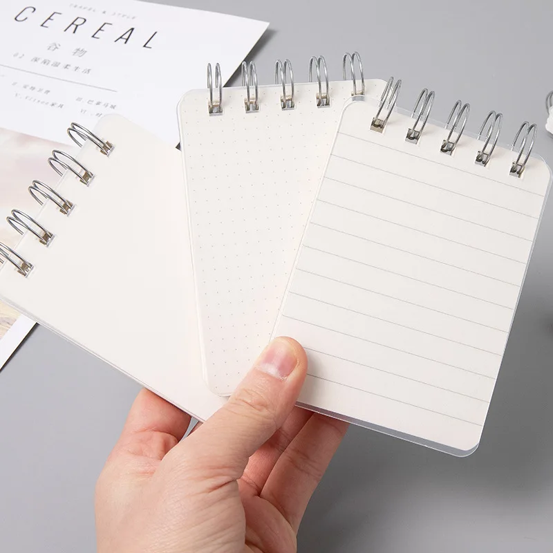 Mini Loose-leaf Notebook A7 Coil Removable Student Portable Light Color Memo Management Plan Checkered Pocket Book