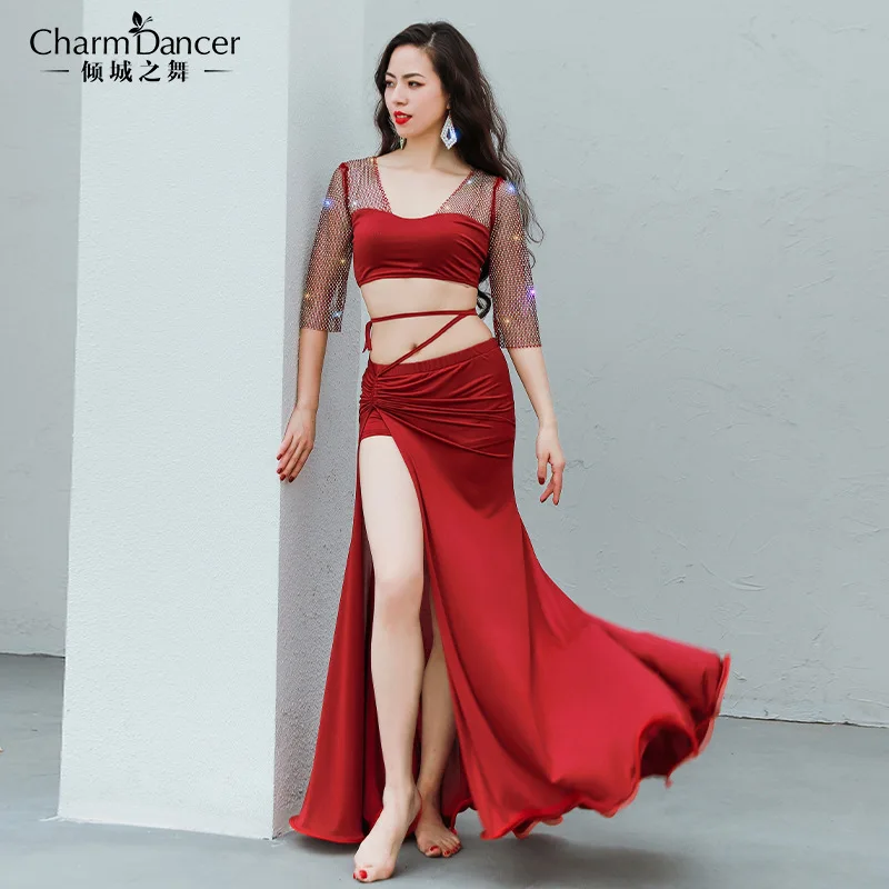 New Belly Dance Wide-leg Pants Two-color Double-layer Split-ended Dance Pants Body Rhyme Training Modern Dance Practice Clothes