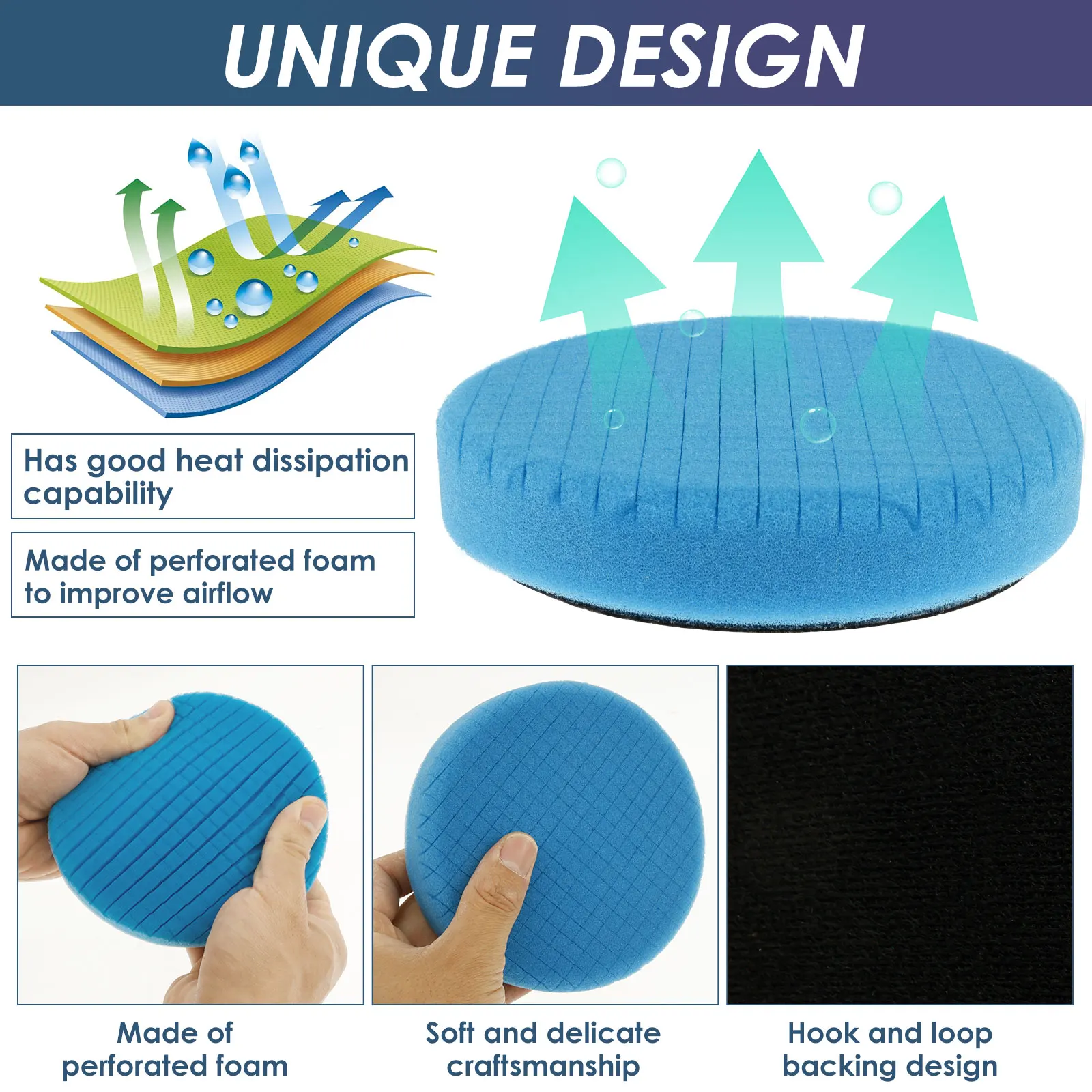 6Pcs Buffing Polishing Pad Set 5.5 Inch Reusable Round Sponge Buffing Pad Washable Imitation Wool Polishing Wheel for Waxing