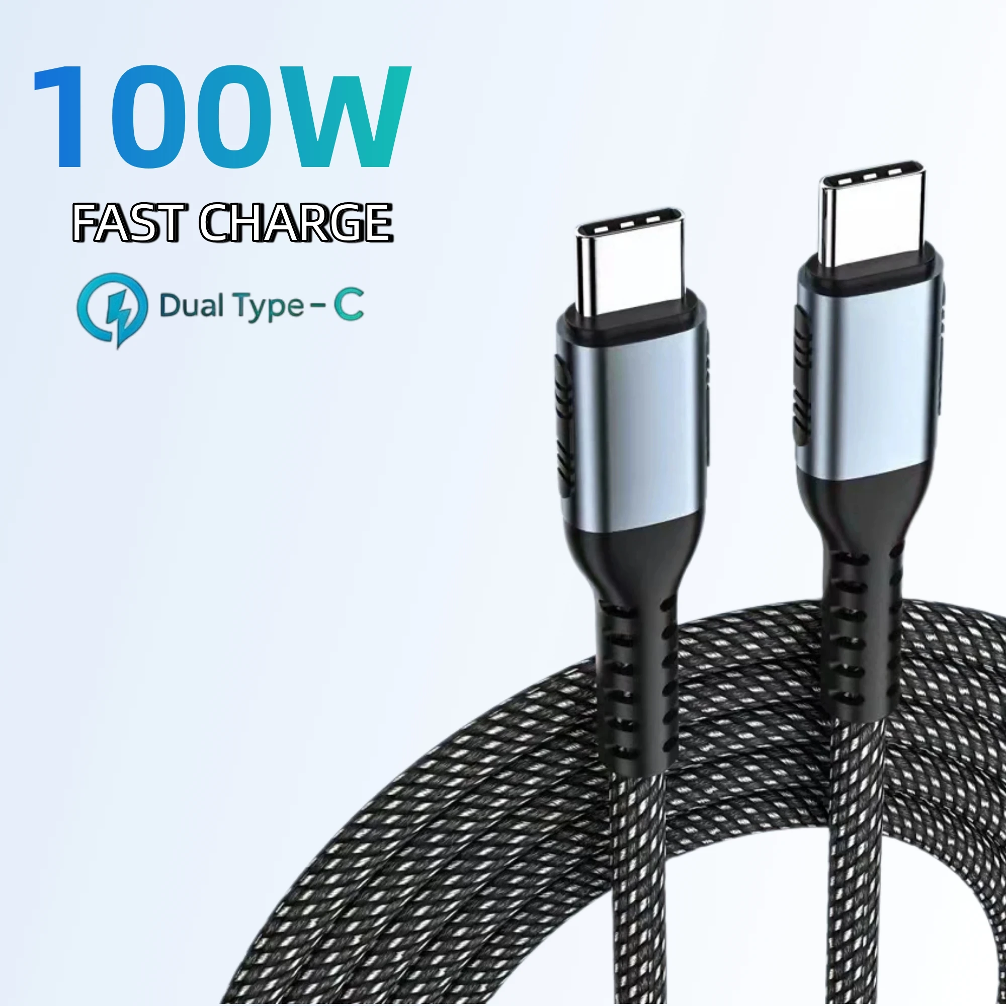 USB C to USB C Cable 1M 100W PD Fast Charging Cable 5A E-Marker Chip 480Mbps Data Cord For MacBook Huawei Mate40 Samsung Laptop