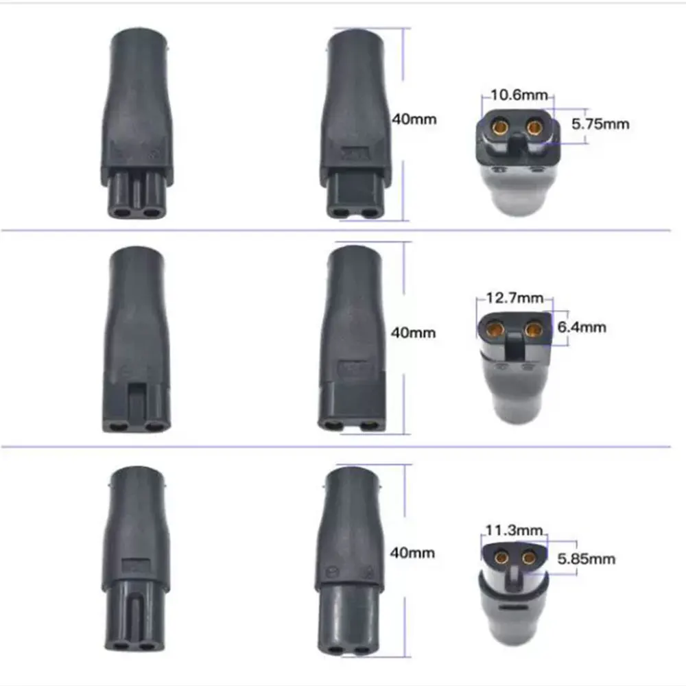 Adaptador de carregamento multifuncional, usado para cortador de cabelo, Shaver e linha de carregamento, furo duplo, DC 5.5*2.1 a 1.8/2.35