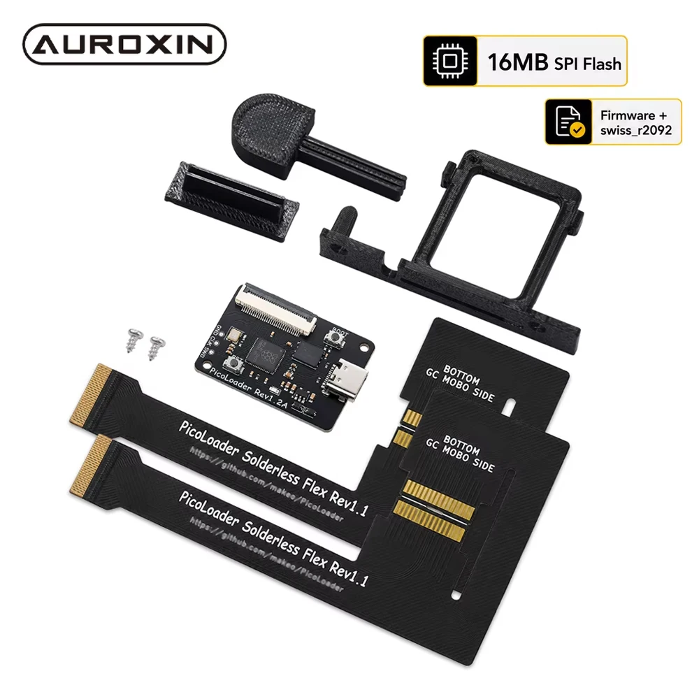 Auroxin Black PicoLoader Rev1.2A 16MB SPI Flash Solderless Preloaded Firmware Mod Kit Support SD Gecko SD2SP2 GC2SD for GameCube
