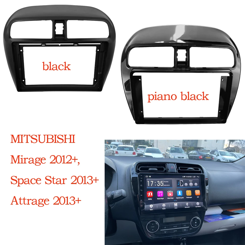 9Inch 2 Din Car Radio Frame Fascia Dash Kit DVD Radio Panel Stereo Cover For MITSUBISHI Attrage Mirage Spacestar 2012-2018