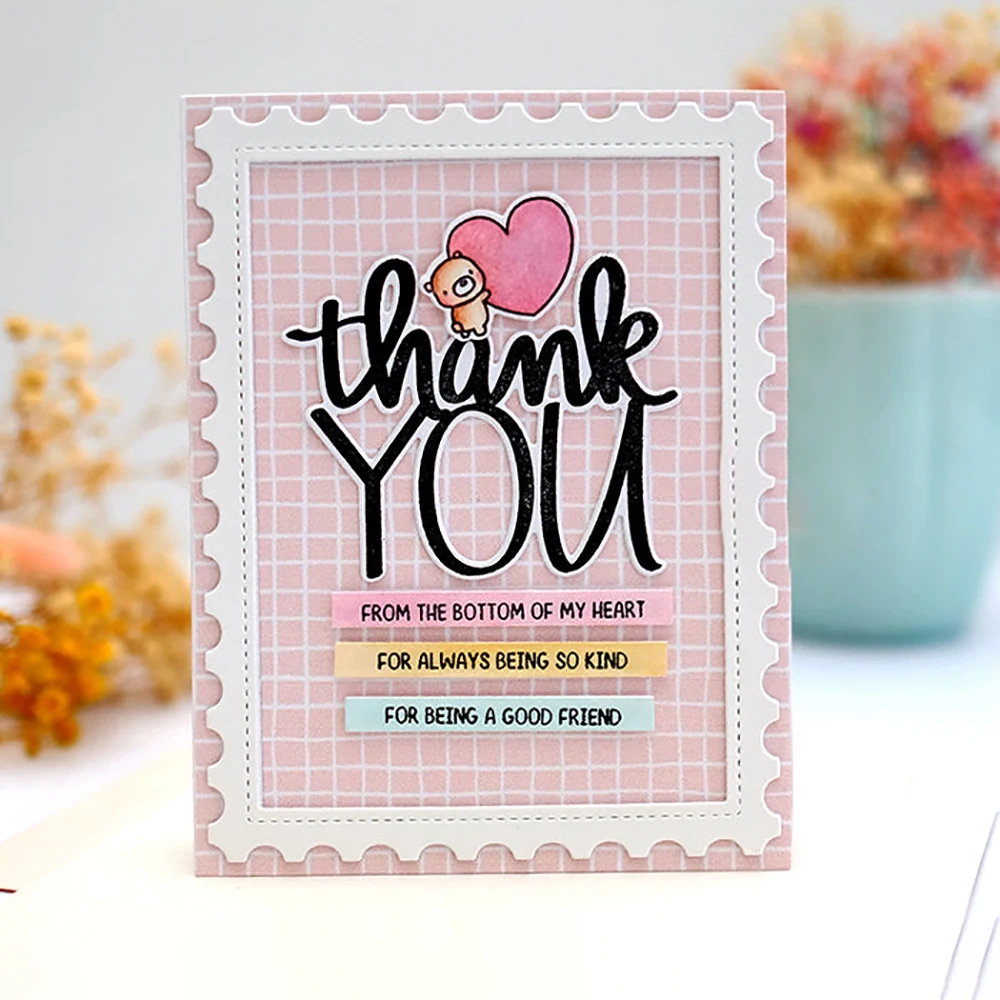 طوابع سيليكون شفافة من القنفذ ، قوالب قطع معدنية ، بطاقات ورقية ذاتية الصنع ، كلمات شكرًا لك ، عبارات تمنيات دافئة