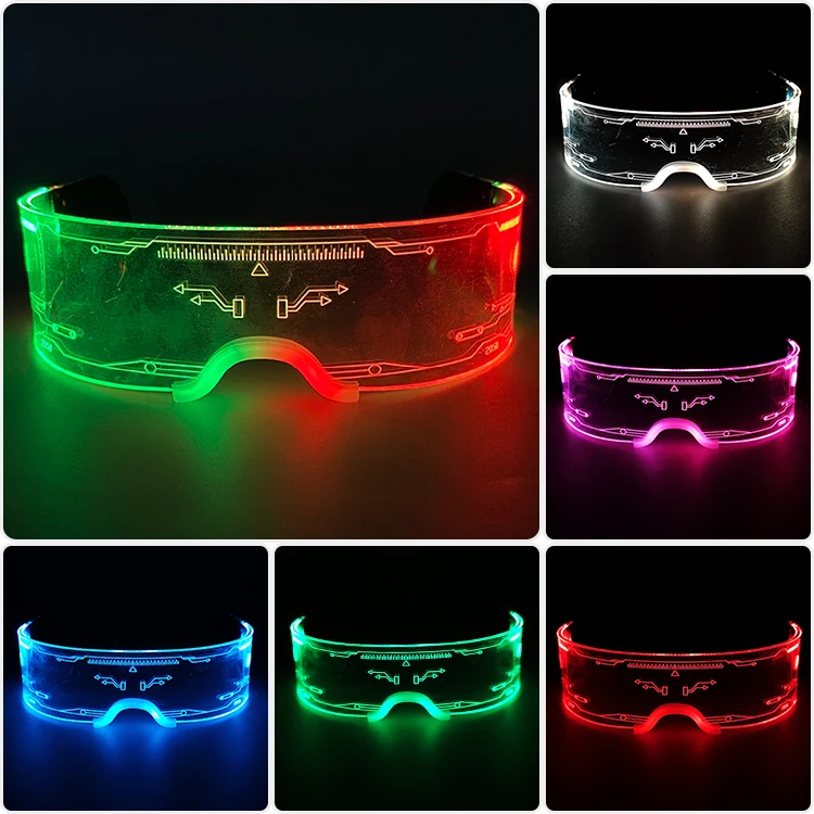 Hot LED Luminous Glasses Neon Light Up Visor Eyeglasses Bar Party Glasses For Halloween Christmas Festival Glow Party Decoration