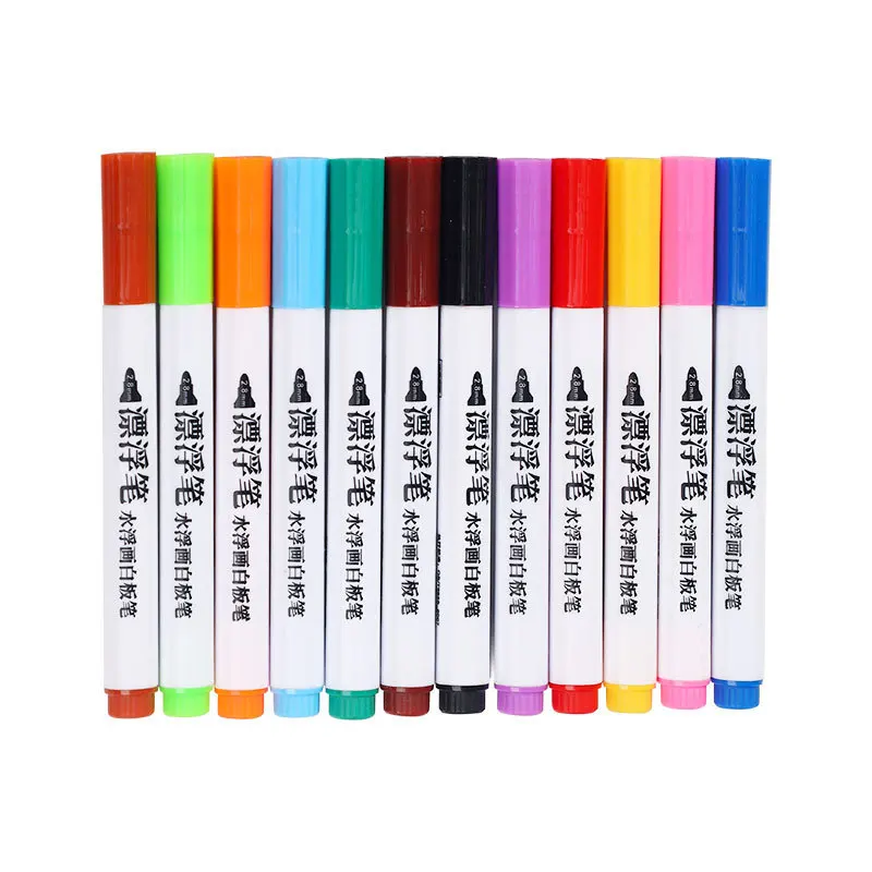 Stylos Flottants à l'Eau Noire pour Peinture à l'Eau Magique, Marqueurs Effaçables pour Tableau Blanc, pour Enfant, 12 Couleurs