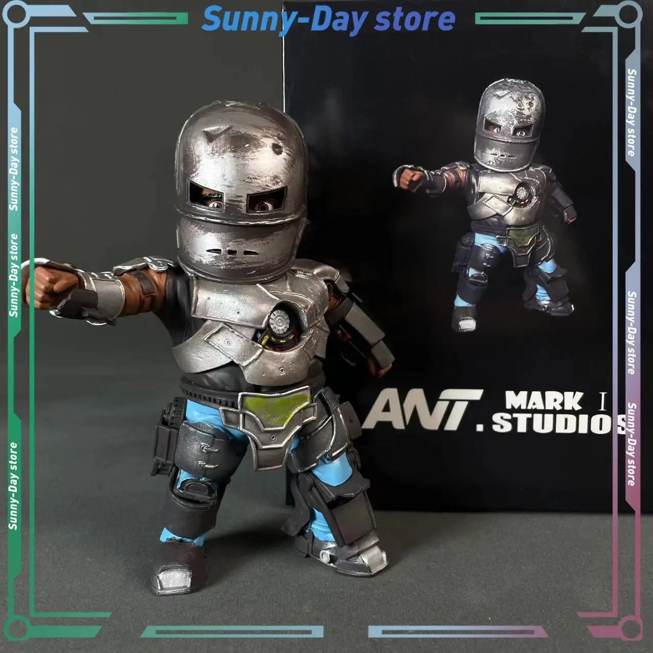 

19cm Iron Man Mark1 Q Version Figure Marvel Comics The Avengers Anime Figures Collectible Desktop Decorations Best Gift for Boys