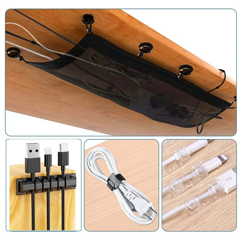 Cable Management Net - Under Desk Wire Management - Flexible Under Desk Cable Management Tray Easy Install Easy To Use