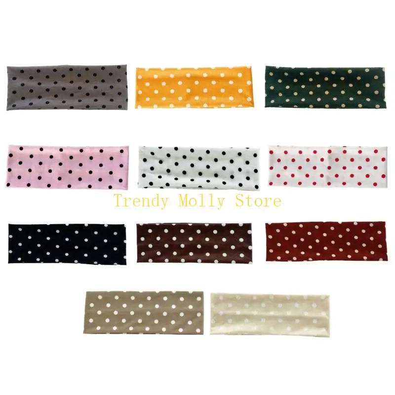 

N5KB Мягкая удобная спортивная повязка для волос Легкий головной убор в круглую горошек Стильная повязка для волос для йоги для