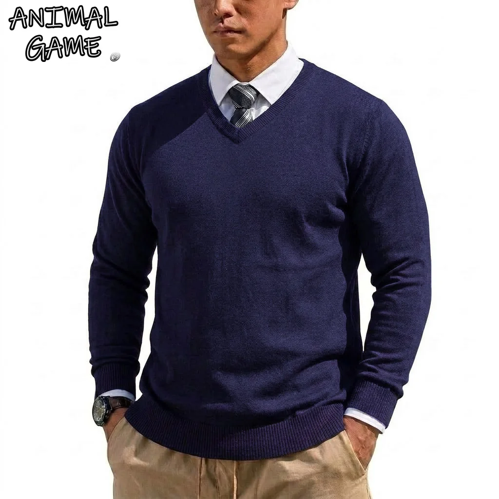 

Autumn Mens V Neck Sweater Outdoor Casual Long Sleeve Shirt Men Lightweight Cold Blouse Luxury Men's Knitted Sweatshirt Pullover