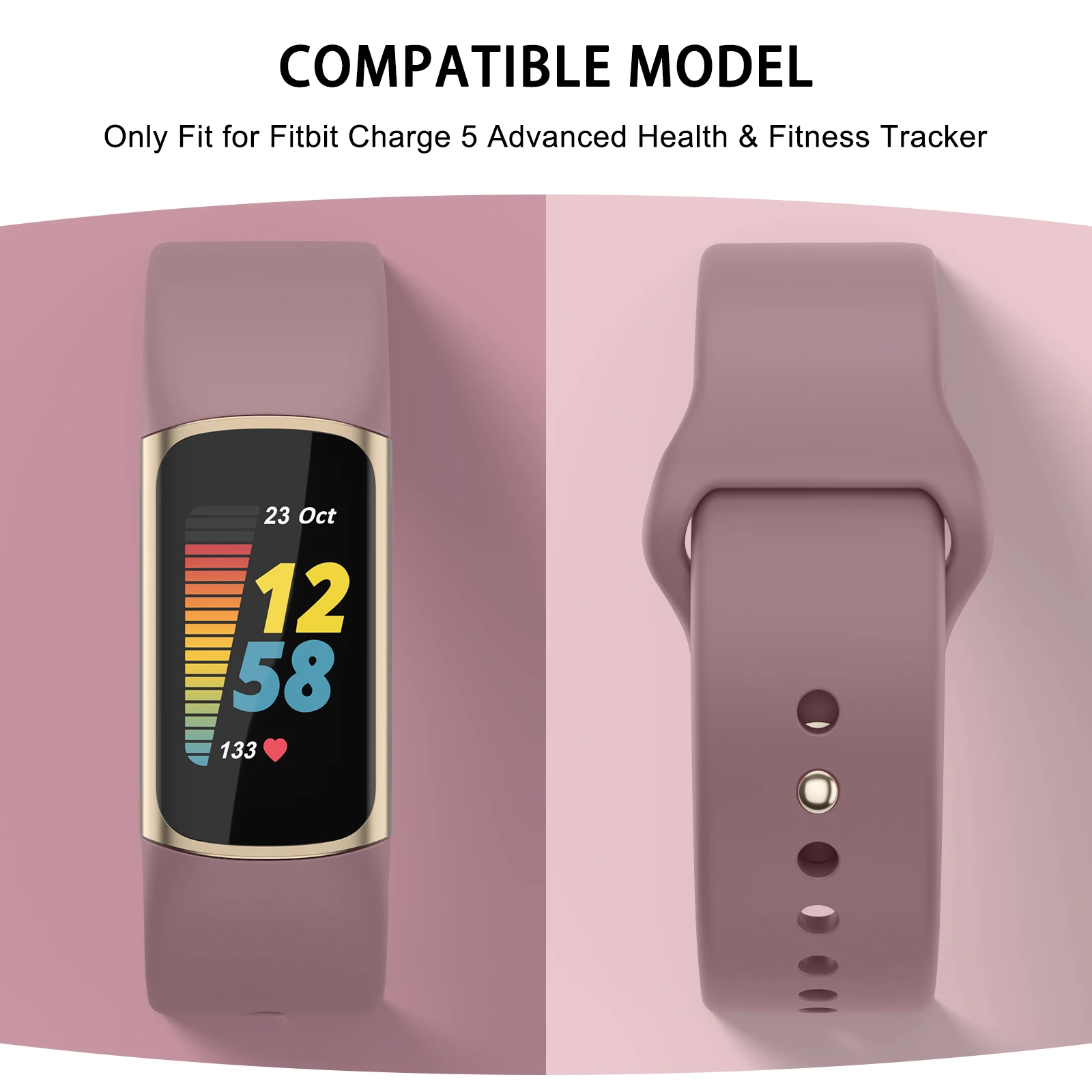 Strap for Fitbit Charge 5 Band Silicone Bracelet for Fitbit Charge 5 Strap Adjustable Wristband Smartwatch Watchband Replacement