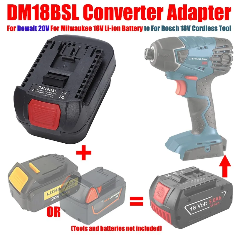 

ALASICKA Battery Adapter DM18BSL for Dewalt 20V for Milwakee 18V Li-ion Battery Convert To for Bosch 18V Li-ion Cordless Tools