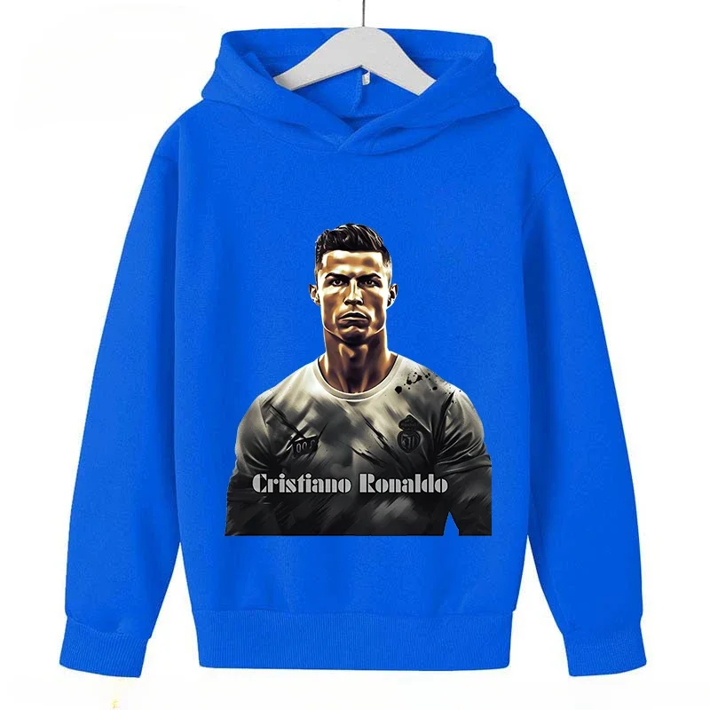 2024 abbigliamento per bambini primavera autunno felpa con cappuccio per bambini Plus Top blu per ragazzi e ragazze Ronaldo Avatar stampato vestiti