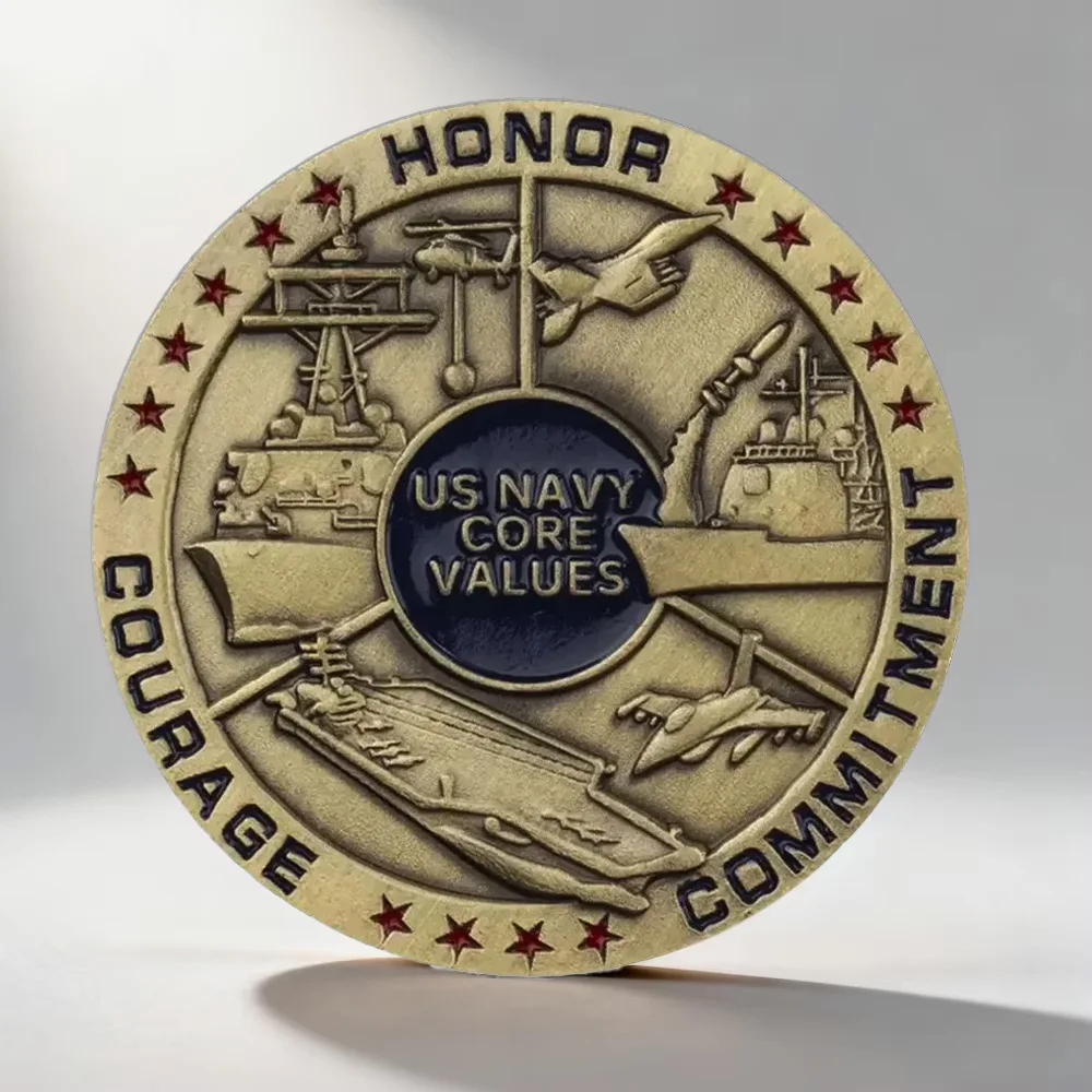 Navy Core Values Copper Plated Souvenir Coin United States Navy Collection Coin Home Decoration